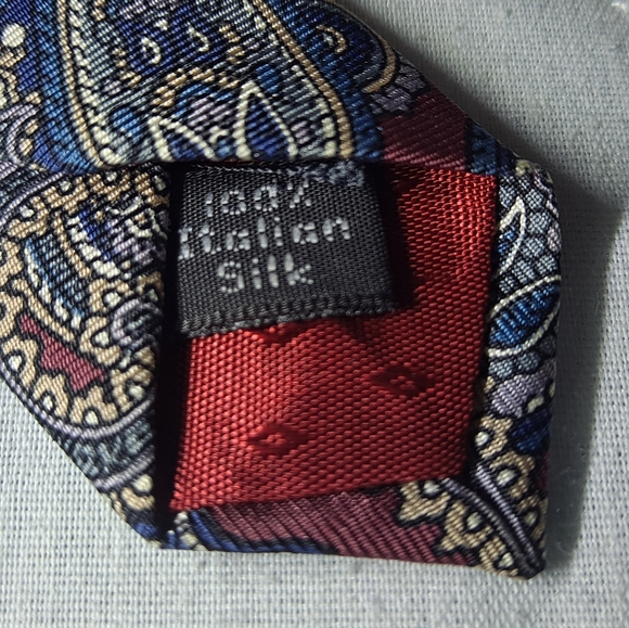 Gianfranco Ruffini 💯 Italian Silk Men's Necktie 58" x 4" Paisley Burgundy/Gold - Picture 6 of 9